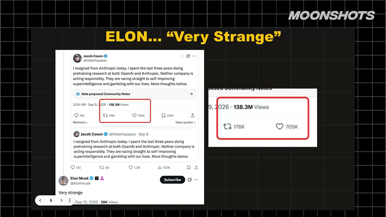 Elon Musk replies "Very strange" to Anthropic researcher's resignation tweet